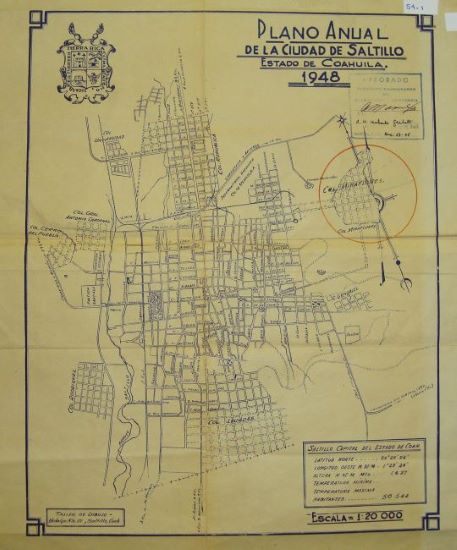 Plano Anual de la ciudad de Saltillo en 1948