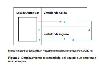 Desplazamiento recomendado del equipo que emprende una necropsia