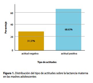  Distribución del tipo de actitudes sobre la lactancia materna en las madres adolescentes 
