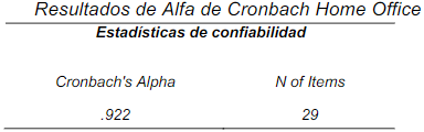 Resultados de Alfa de Cronbach Home Office