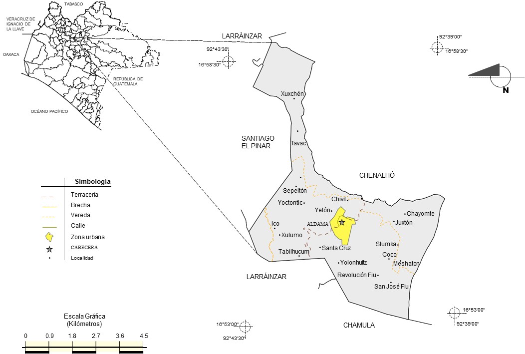 Ubicación geográfica del Municipio
de Aldama