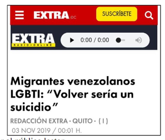 Migrantes venezolanos LGBTI: “Volver sería un suicidio”. Extra