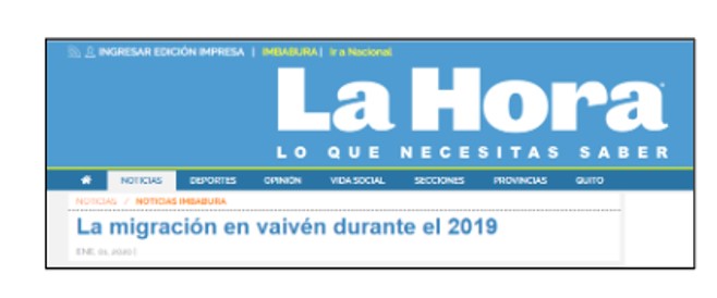 La migración en vaivén durante el 2019.La Hora.
