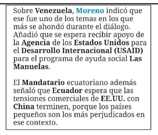 Fragmento de noticia de Diario
El Comercio. 

 