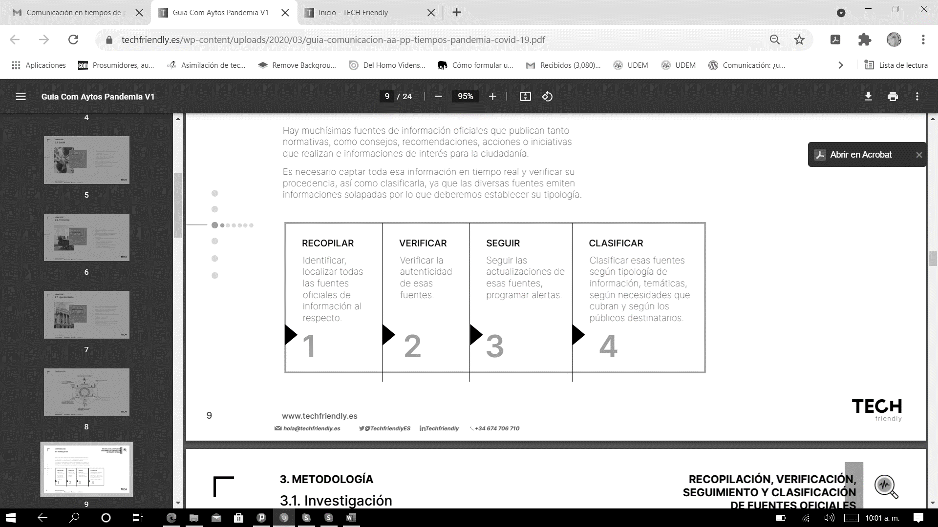 Recopilación,
verificación, seguimiento y clasificación de 

 las fuentes
oficiales