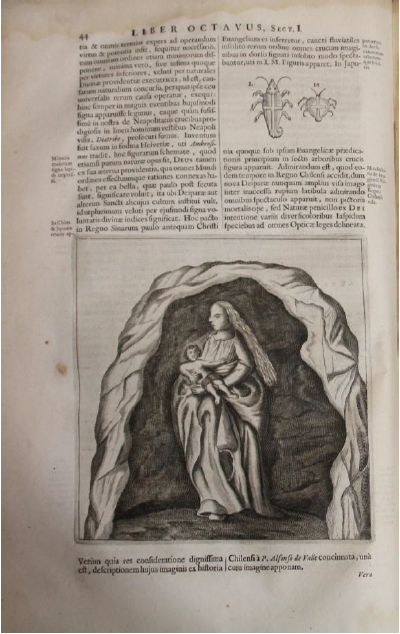  Ilustración de la imagen milagrosa de la Virgen de
Arauco, A. Kircher, Mundus Subterraneus