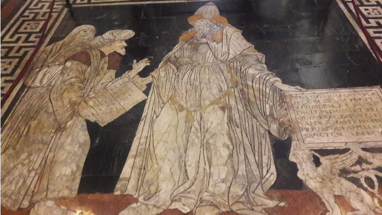 Hermes Trimegisto enseña
las leyes y las letras a los egipcios, Giovanni di Stefano, Catedral de Siena
(foto del autor)