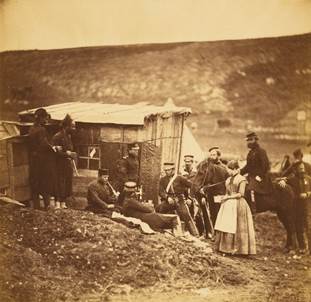 Camp of the 4th Dragoons, convivial party, French & English (1855)