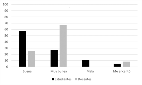 Experiencias previas en EV expresadas por docentes y estudiantes