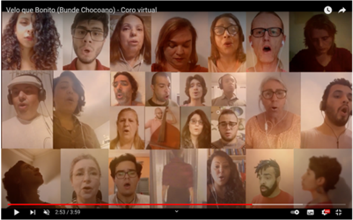 Coro virtual interpretando el bunde chocoano “Velo qué bonito”.