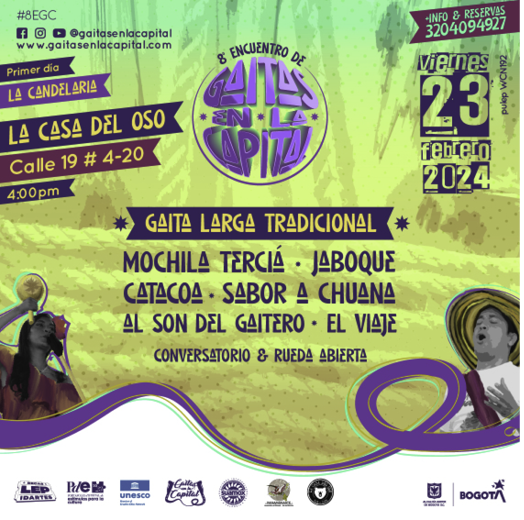  Pieza gráfica elaborada para la octava versión del encuentro, el cual estará estableciendo un diálogo entre las sonoridades tradicionales de la gaita y las nuevas sonoridades.