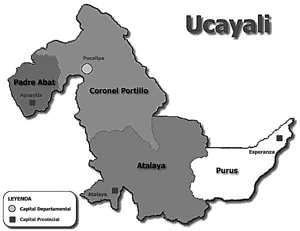 Reference map of the city of
Pucallpa, Ucayali, Peru