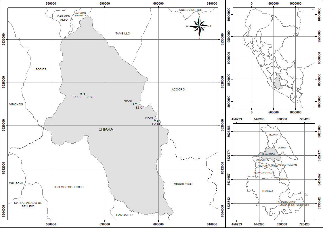 Geographical location of the study area. Chiara
District, Ayacucho-Peru