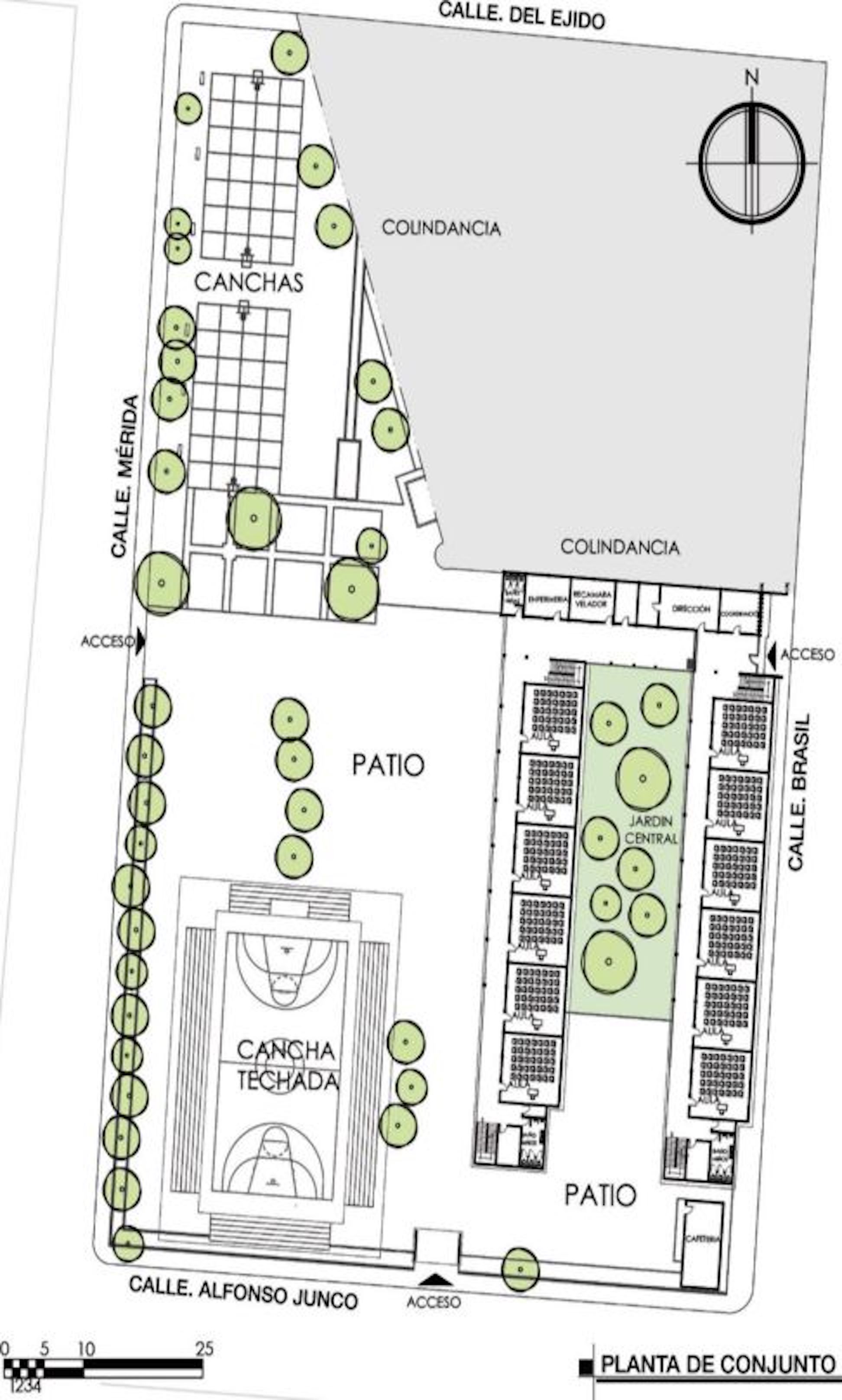 Planta arquitectónica de conjunto de la Escuela Primaria Federal Miguel Hidalgo y Costilla