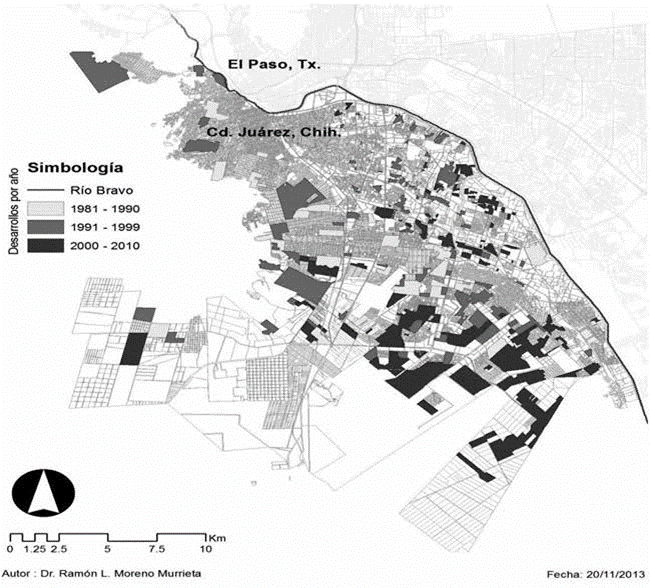 Desarrollo habitacional en Ciudad Juárez
1981 a 2010.