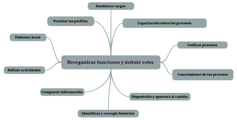 Mapa mental: Reorganización de funciones y definición de roles.