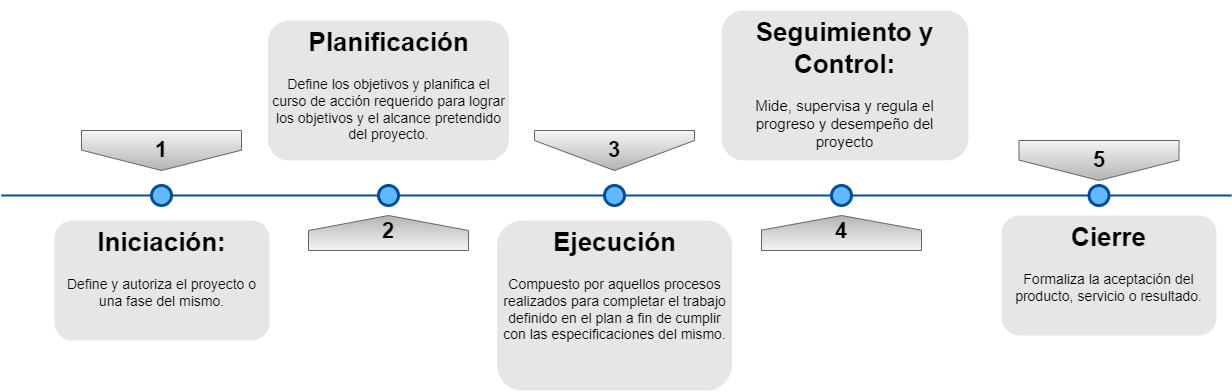 Procesos del PMI. Nota. La figura muestra los
procesos establecidos en el PMI.