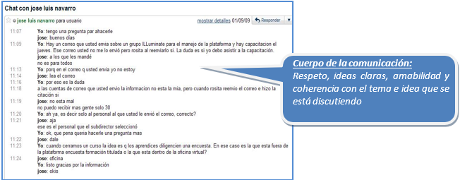 Netiqueta uso del chat. 