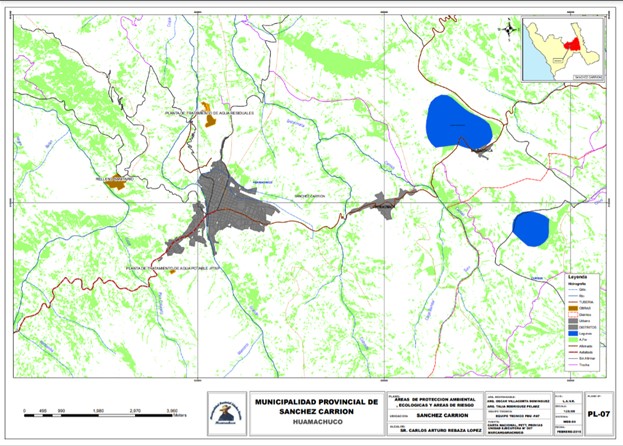 Ubicación de la provincia de
Sánchez Carrión, Distrito de Huamachuco, La Libertad, Perú.