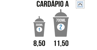 Opções de milk shakes no primeiro cenário