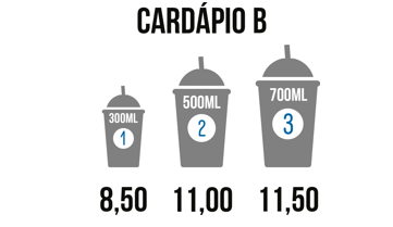 Opções de milk shakes no segundo cenário