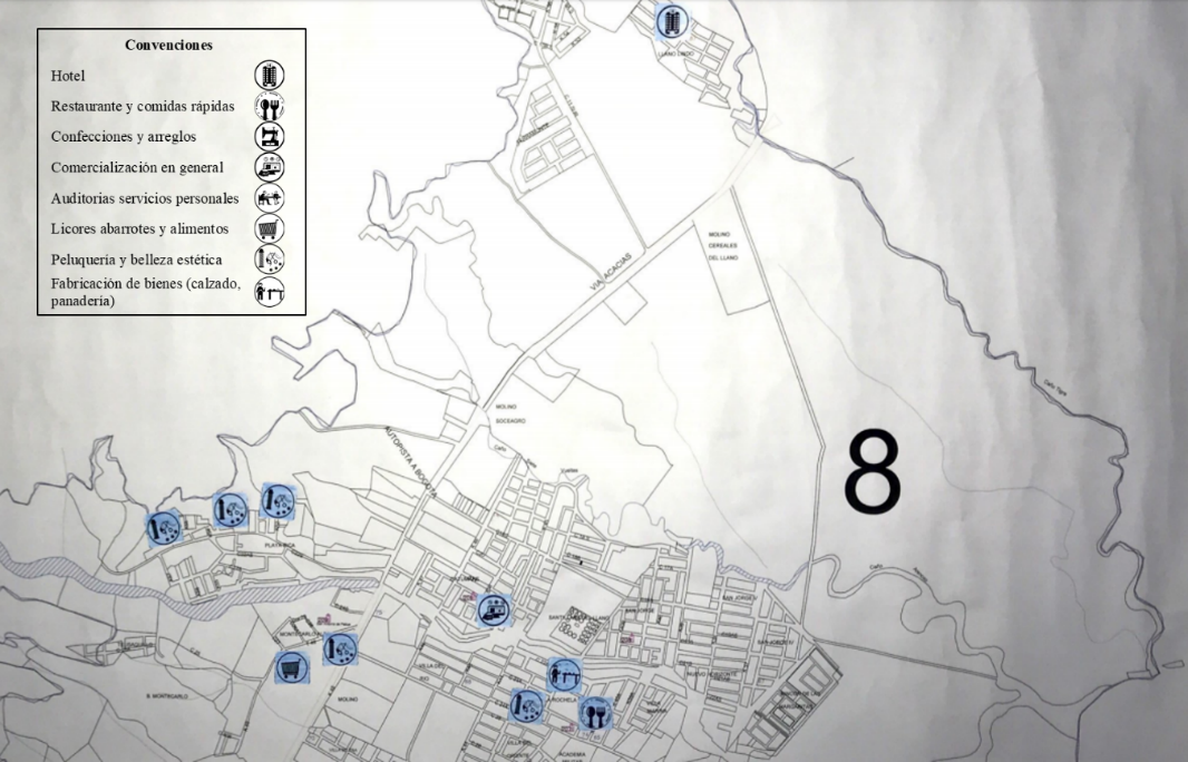 Mapa topográfico y temático del
primer segmento sector Llano Lindo, de la comuna 8