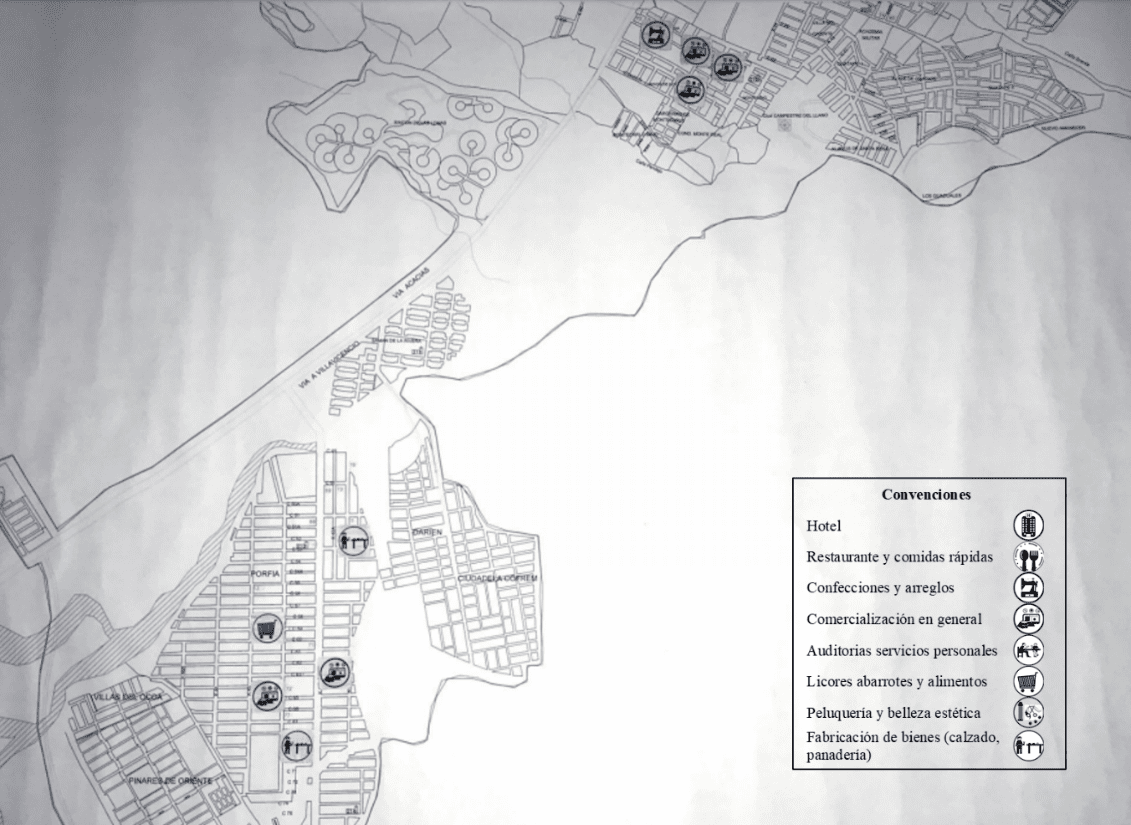 Mapa topográfico y temático del
segundo segmento, sector Montecarlo-Ciudad Porfía de la comuna 8.