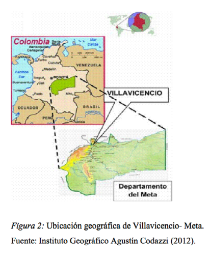Ubicaci&oacute;n
geogr&aacute;fica de Villavicencio-Meta.