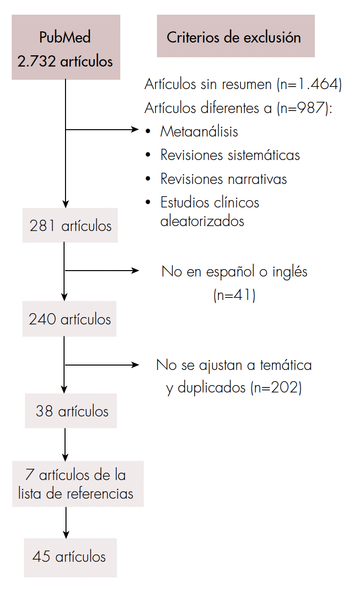 Proceso de selección de los artículos.