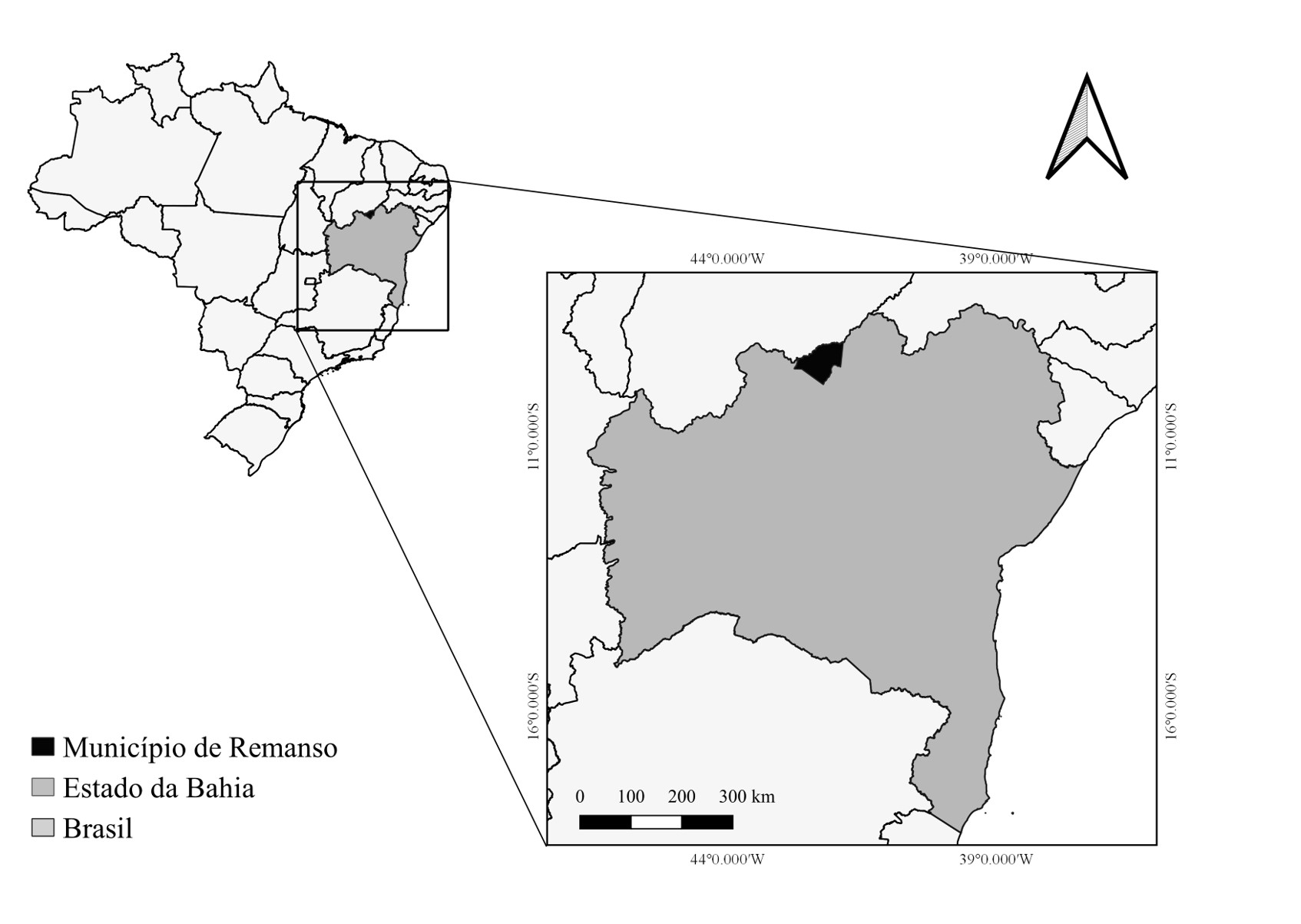 Localização do município de Remanso Norte do estado da Bahia Brasil