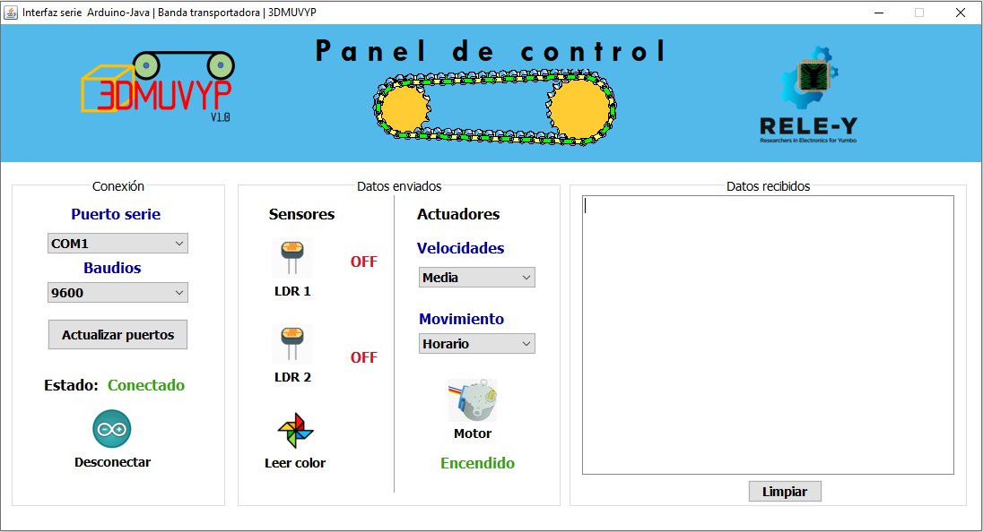 Interfaz gráfica para interacción con la banda transportadora