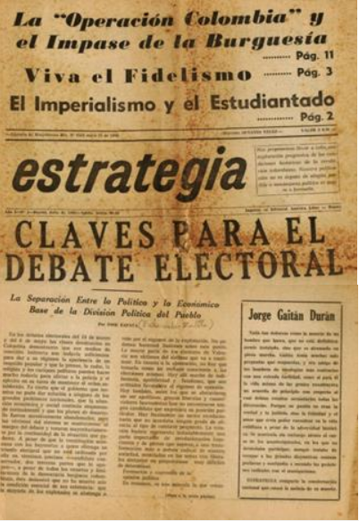Primera página de Estrategia. 1. (Julio de 1962).
