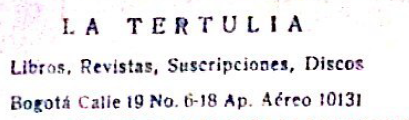 Anuncio publicitario de la librería La Tertulia.