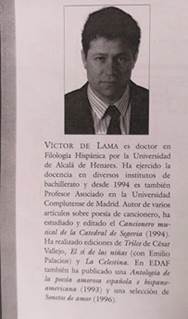 Fotografía de Víctor de Lama
en la solapa de su antología 