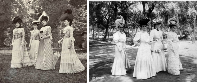 Jóvenes parisinas (izquierda, 1901) y jóvenes cordobesas (derecha, 1906)