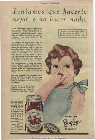 Los anuncios enfatizaban el gusto, la exquisitez, el goce y placer obtenidos en el consumo. En ellos, se mostraba a niños hambrientos y felices. Los adultos, muy presentes en las publicidades en los ?20, desaparecieron de los anuncios dando paso a la configuración de un ?mundo de niños?.
