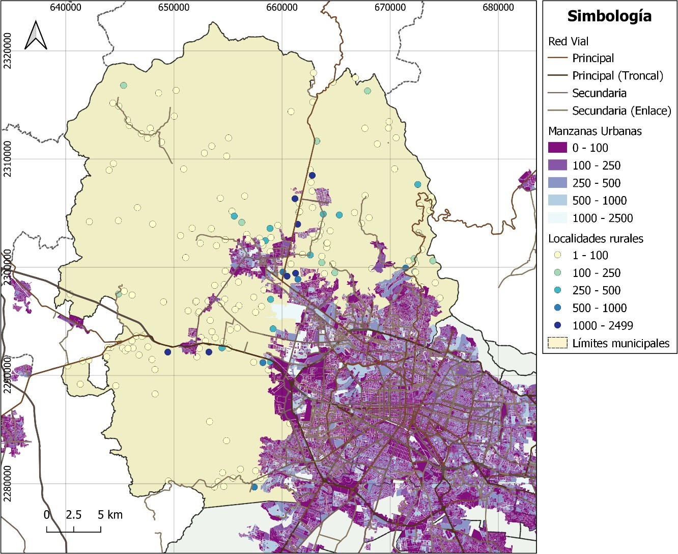 Ilustración 1. Población en manzanas urbanas y localidades rurales de Zapopan 2020