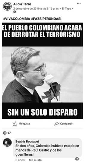 Captura de pantalla de una
publicación propagandística sobre los resultados del plebiscito 

 