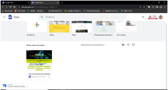 b) instructivos para el funcionamiento de la herramienta Google Site.