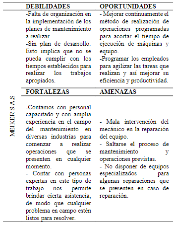 An&aacute;lisis de la Matriz DOFA.