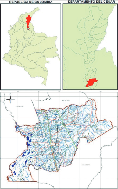 Localizaci&oacute;n de San Martin  , Cesar. Fuente.