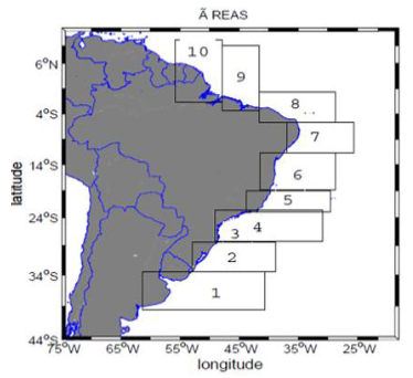 Áreas  de  estudio  sobre  el  litoral Brasilero