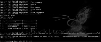 Tabla extraída de base de datos.
