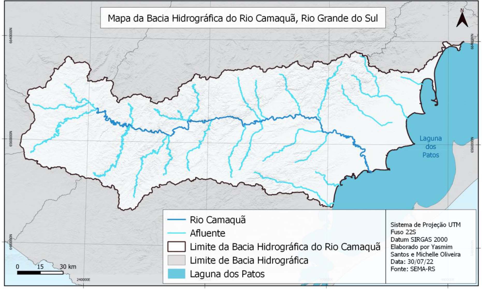 Mapa da Bacia Hidrográfica do Camaquã Rio Grande do Sul