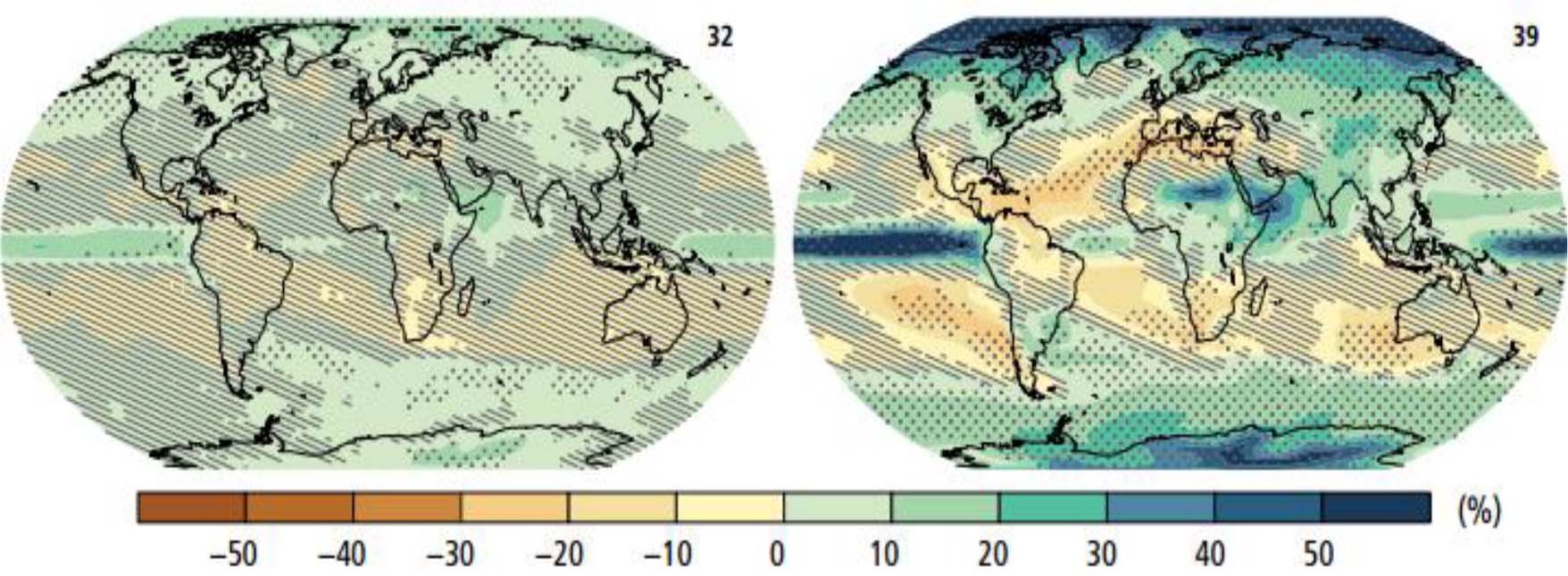 Cambios en la precipitación media (1986-2005 a 2081-2100)