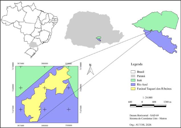  Mapa de localiza&ccedil;&atilde;o do Faxinal Taquari dos Ribeiros