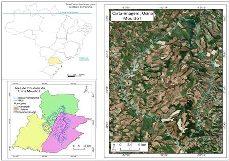 Mapa de localização da Área de Influência da Usina Mourão I