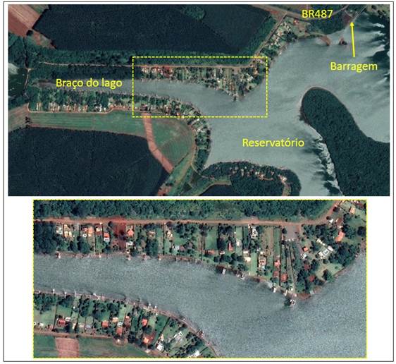 Imagem representativa das chácaras de lazer de alto padrão no Entorno do Reservatório da Usina Mourão I