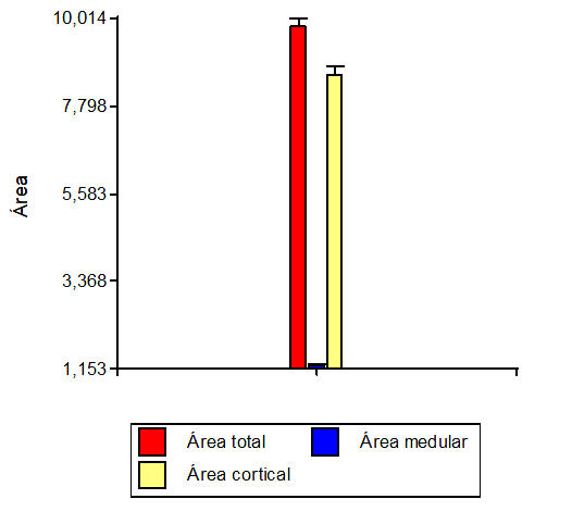 Gráfico de barras para las áreas del
Metatarsiano III izquierdo