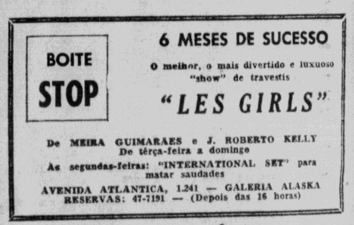 Anuncio de Les Girls en Jornal Dos Sports (4 de junio de 1965).